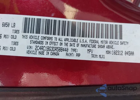 2013 Chrysler Town & Country Touring z USA, uszkodzony, nr VIN 2C4RC1BG3DR588440